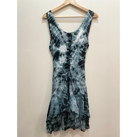Flow Dresses & Skirts - Vintage Flow Lace Up Corset Tie Dye FreeSize Tattered Witchy Whimsigoth Fairy